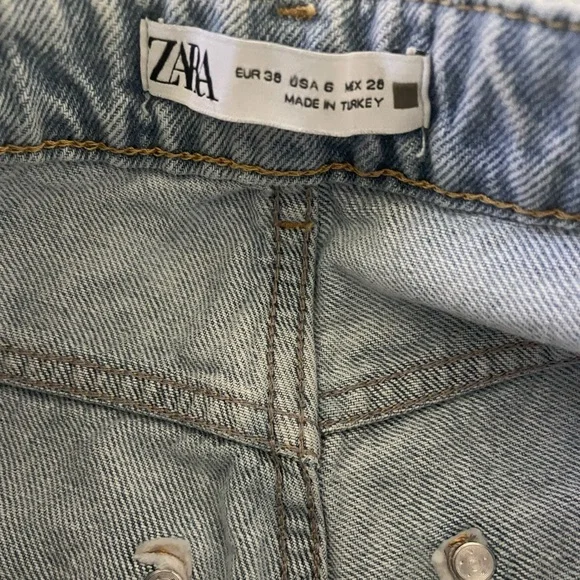 Zara High Rise Straight Leg Ripped Denim Jeans Ladies Size 6 - Picture 5 of 6